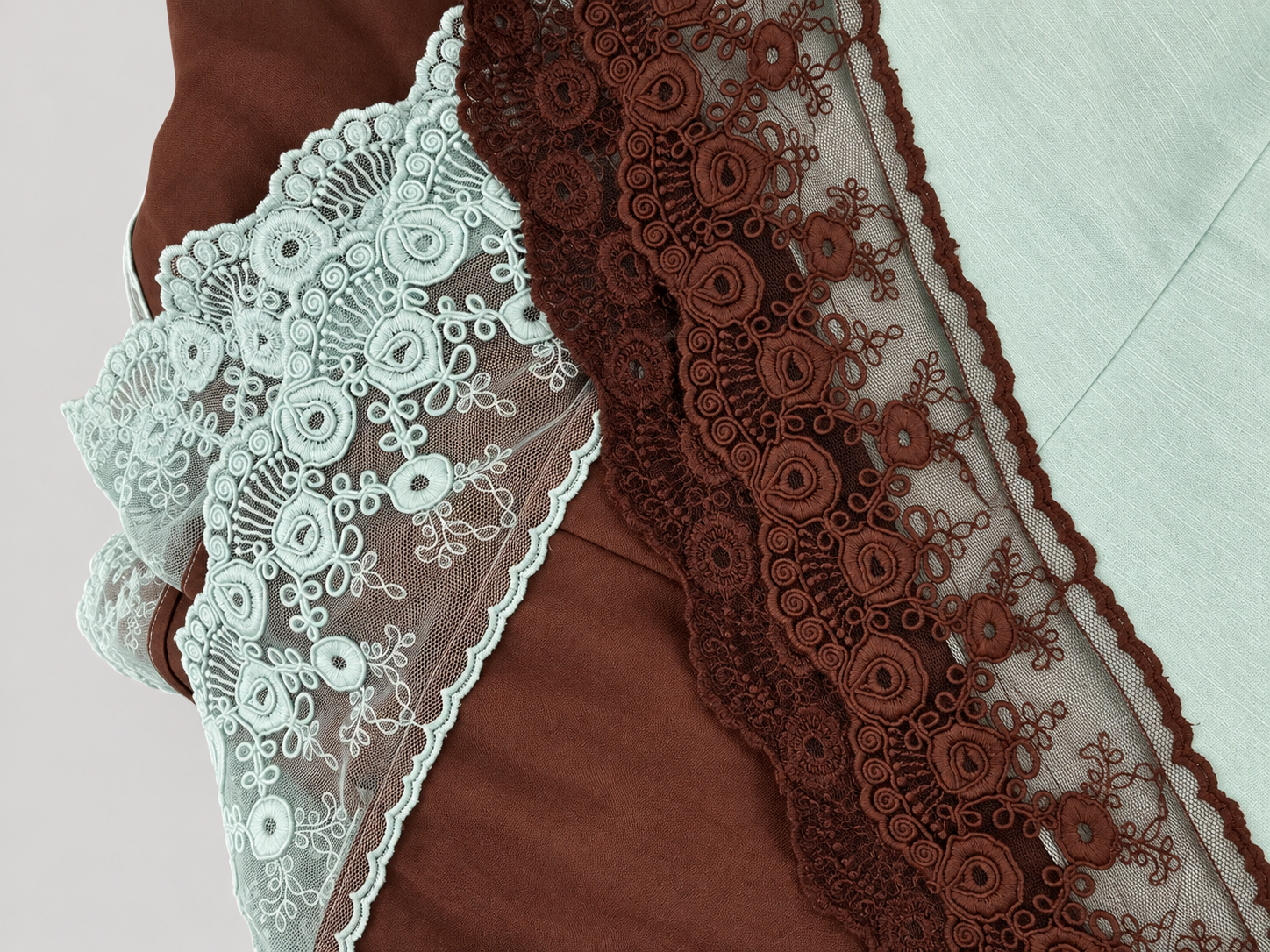 Mint and chocolate lace detail